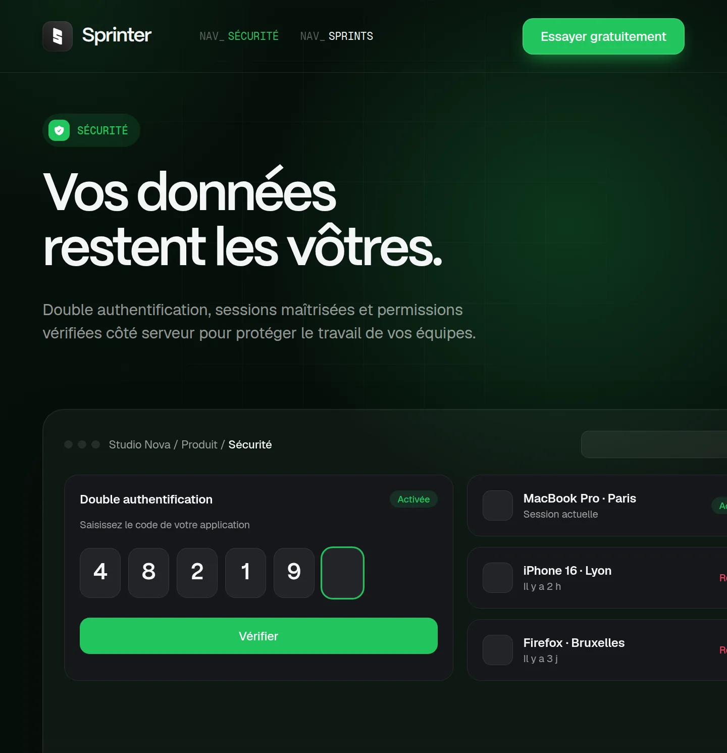 Écran Sécurité de Sprinter